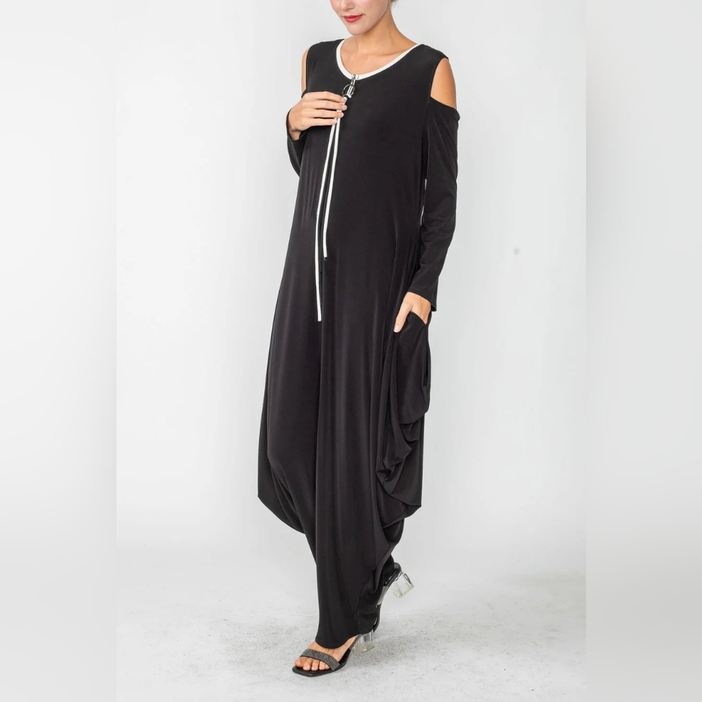 Joseph Ribkoff Black Asymmetrical Jumpsuit US 8